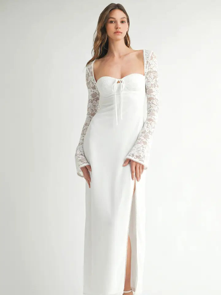 White Lace Sweetheart Maxi