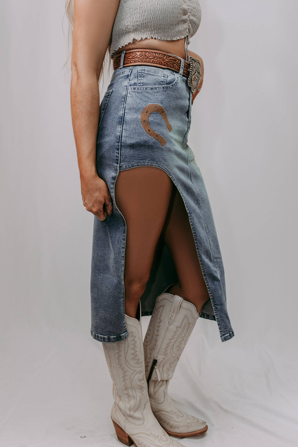 Lucky Horseshoe Denim Skirt