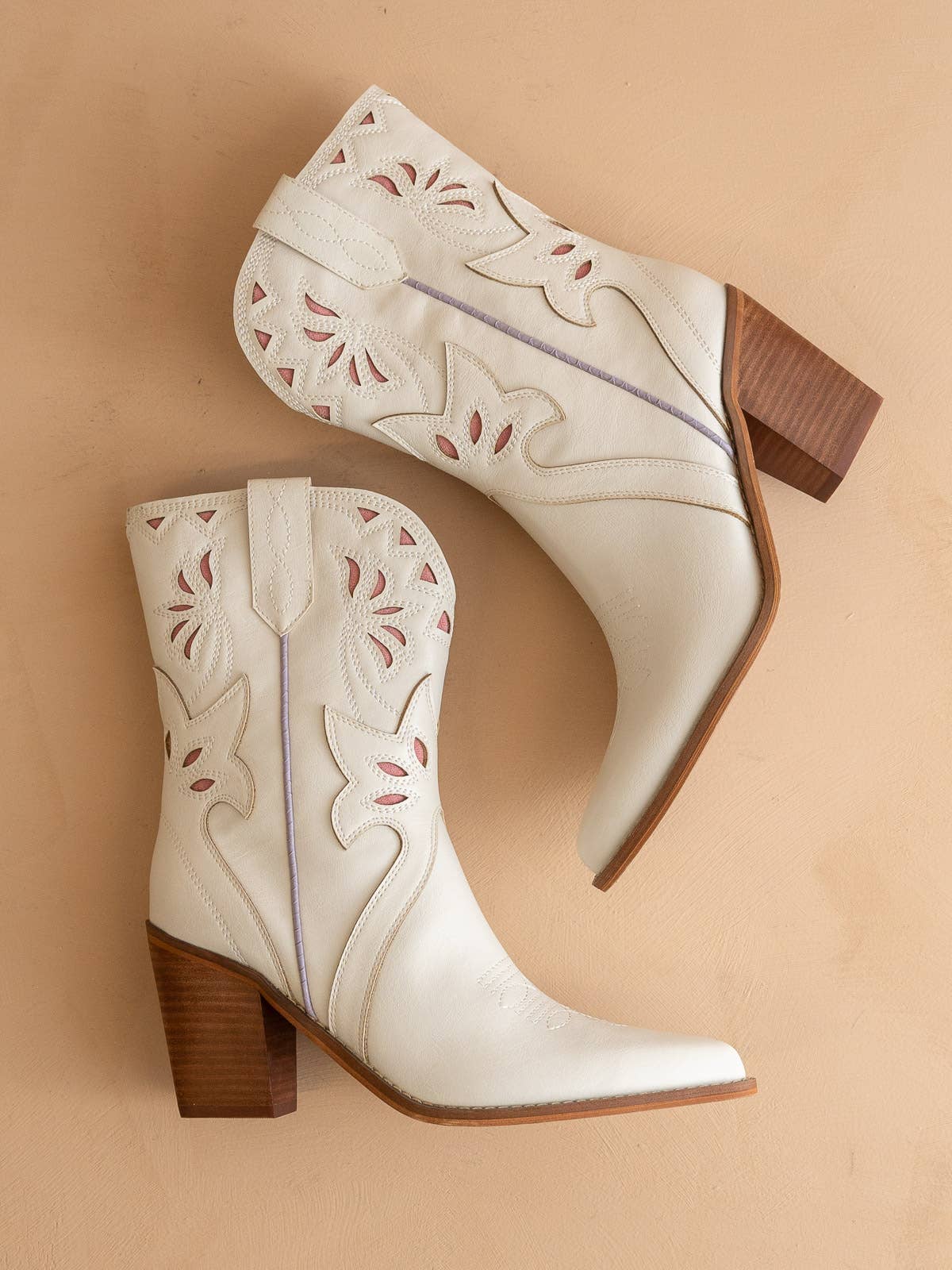 The Brandi | White Paneled Western Bootie