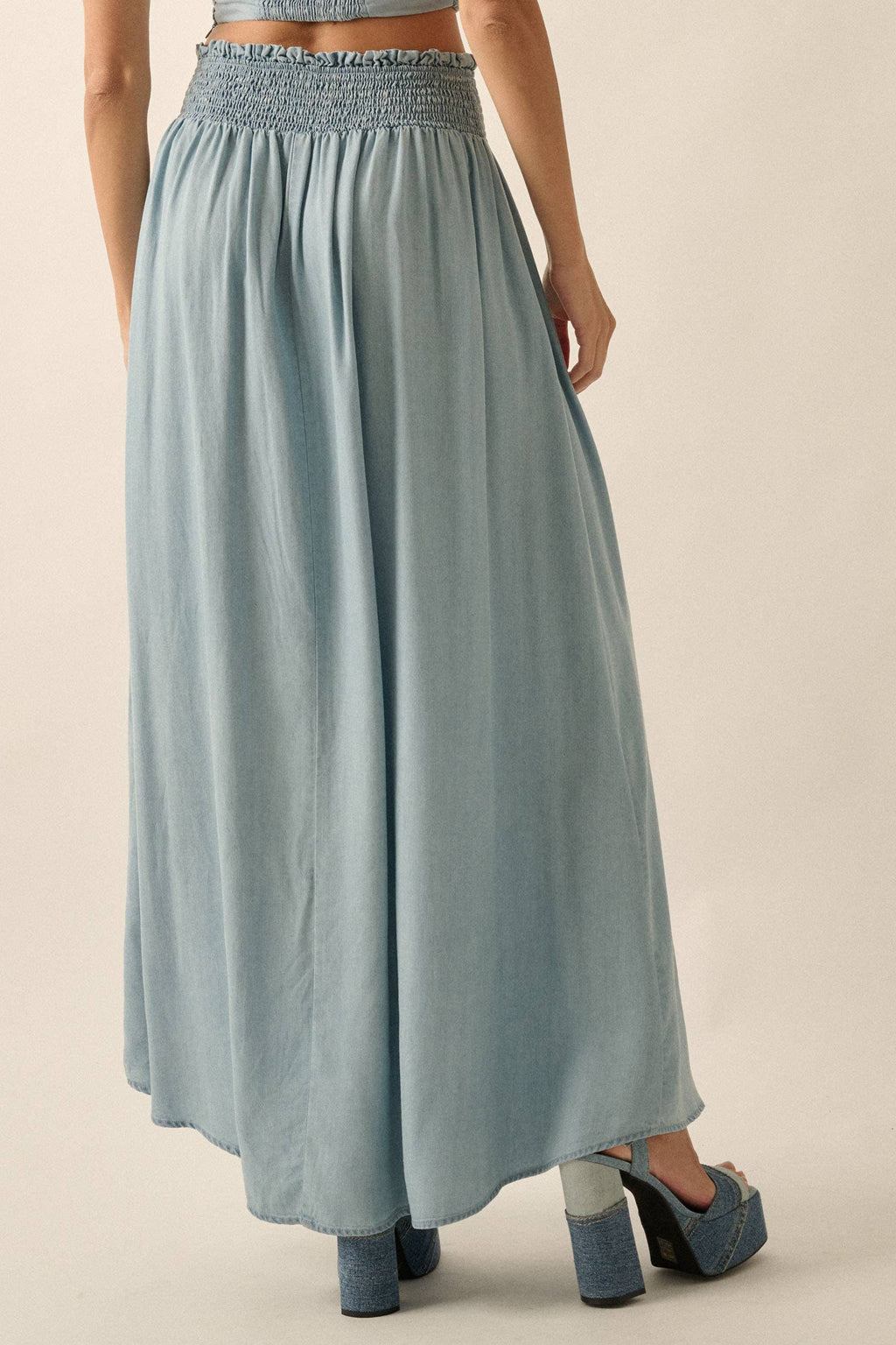 Sundrift Button-Front Denim Maxi Skirt