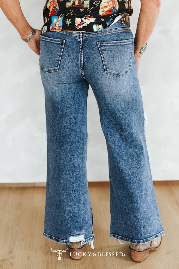 High Noon Raw Hem Wide-Leg Jeans