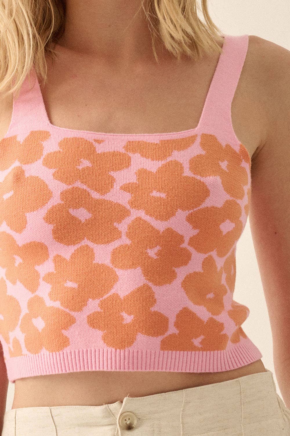 Sunset Bloom Cropped Knit Tank
