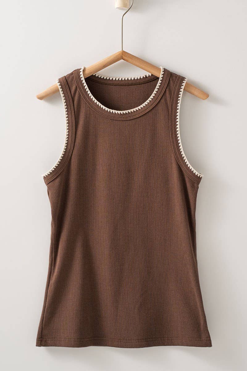 Country Line Contrast Ribbed Tank