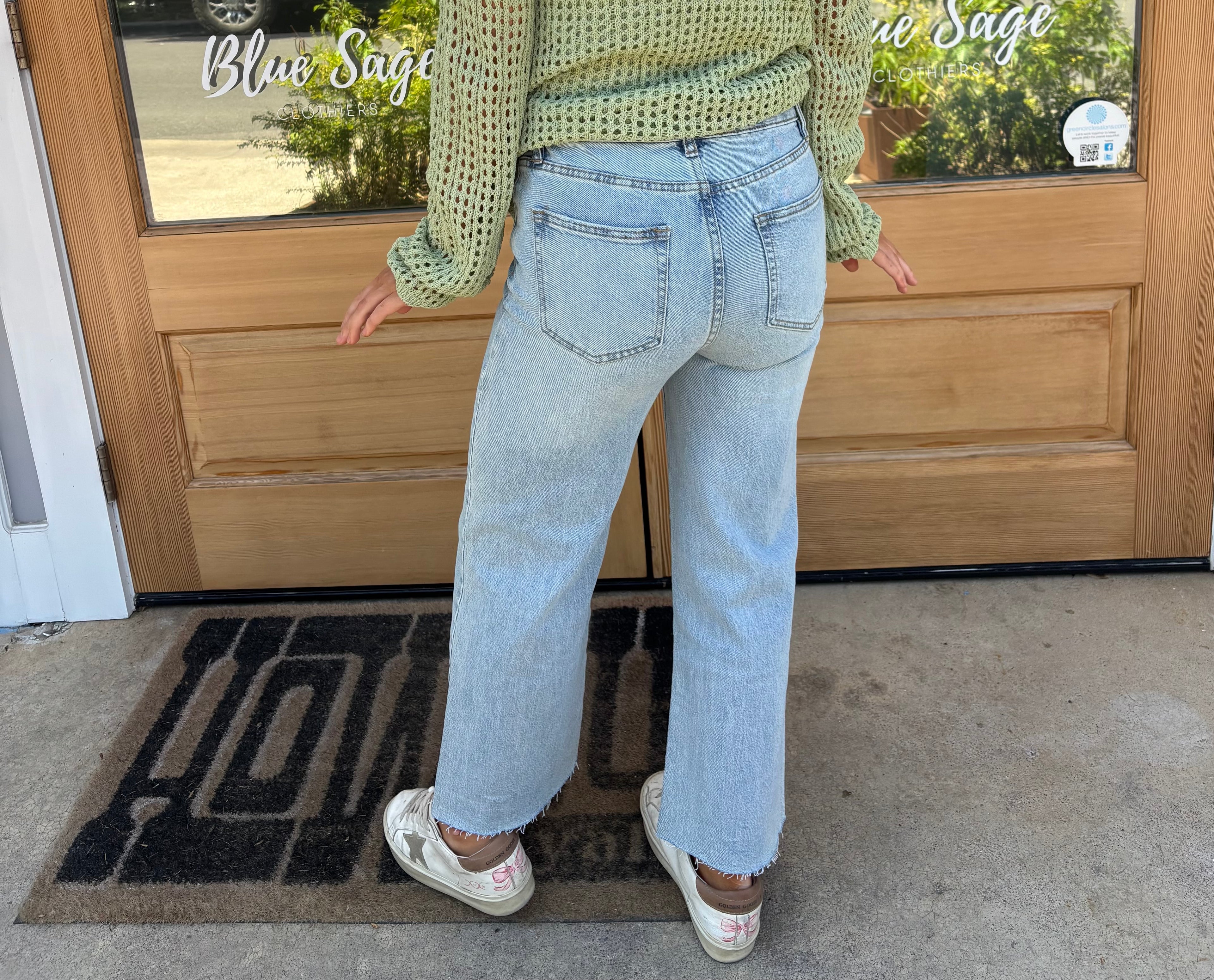 Perfect Fit Raw Hem Wide Leg Jeans
