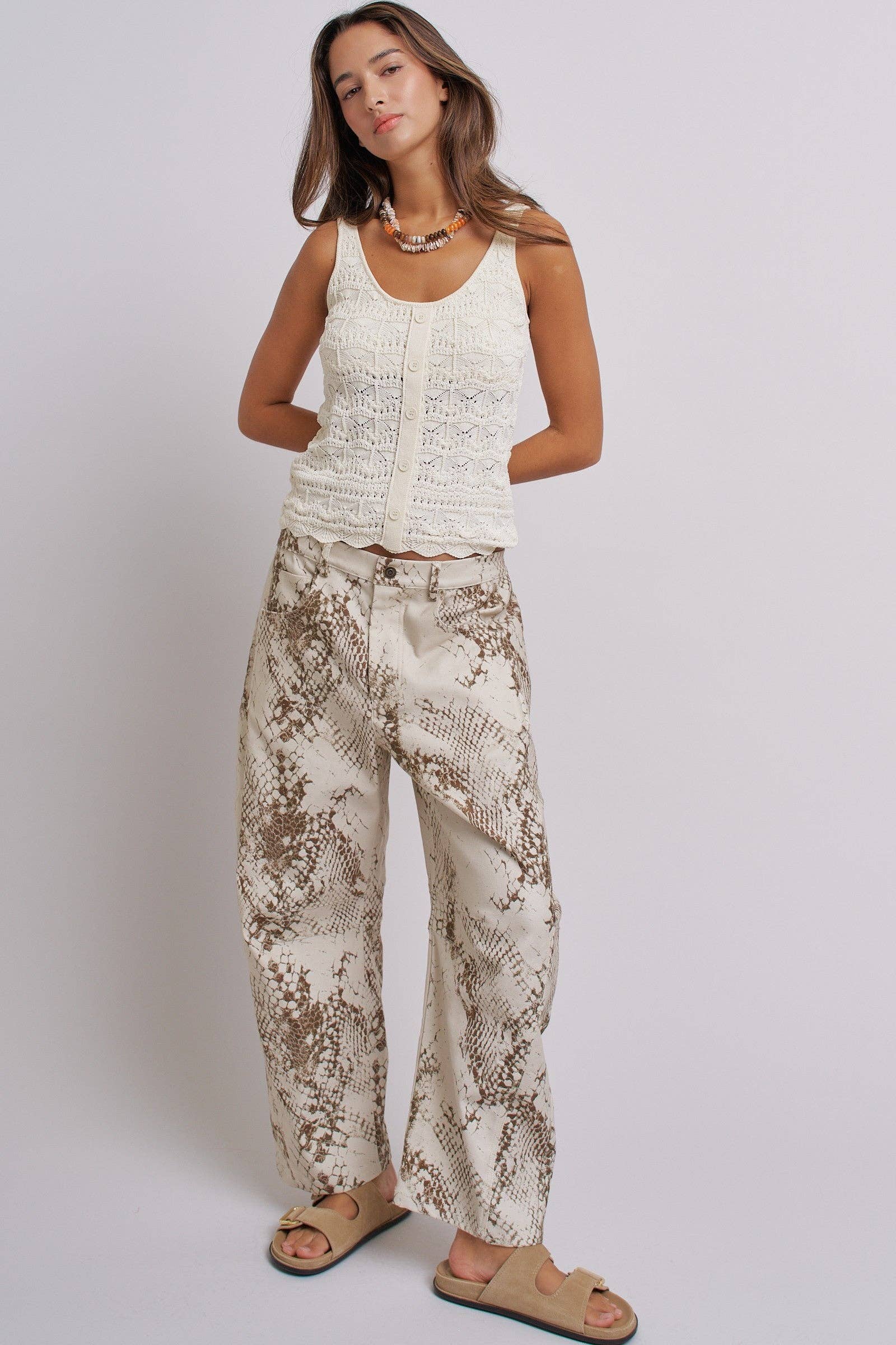 Sweet Magnolia Pointelle Button Tank