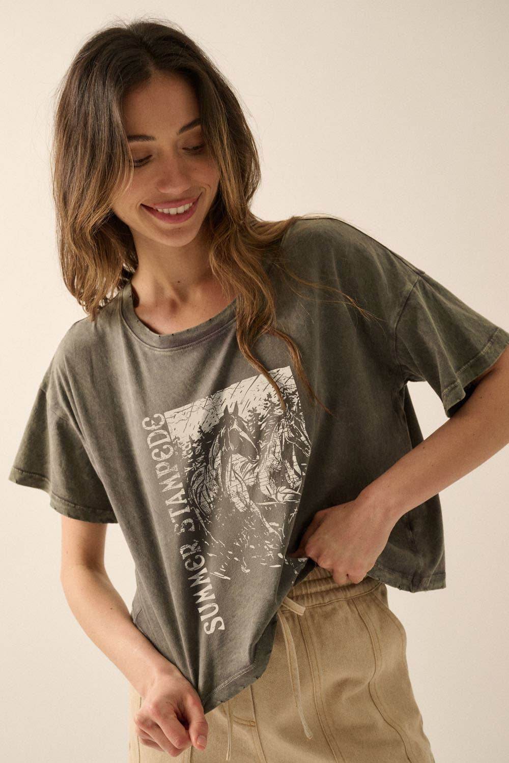 Desert Stampede Cropped Vintage Tee