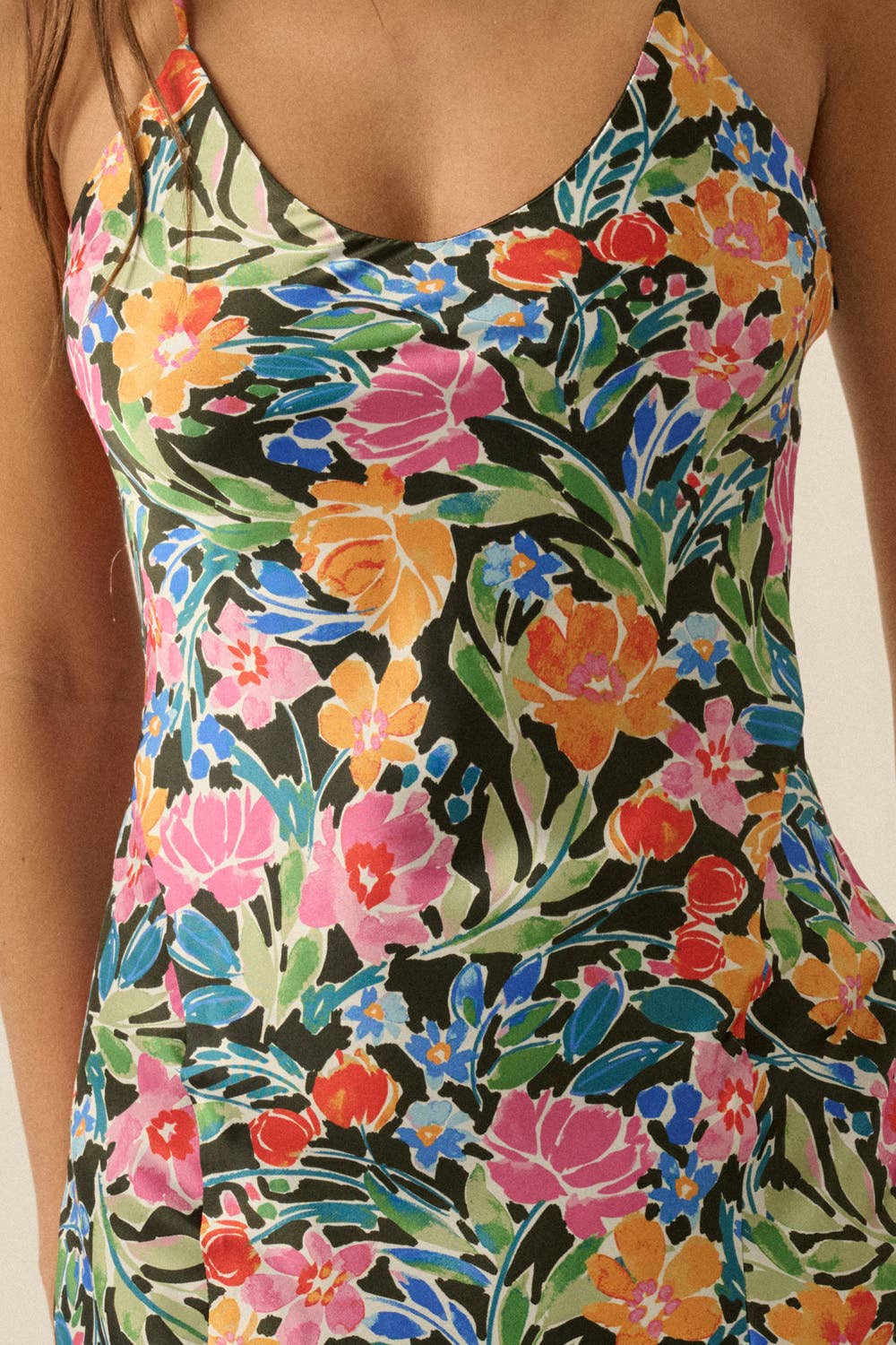 Garden Muse Satin Maxi Slip Dress