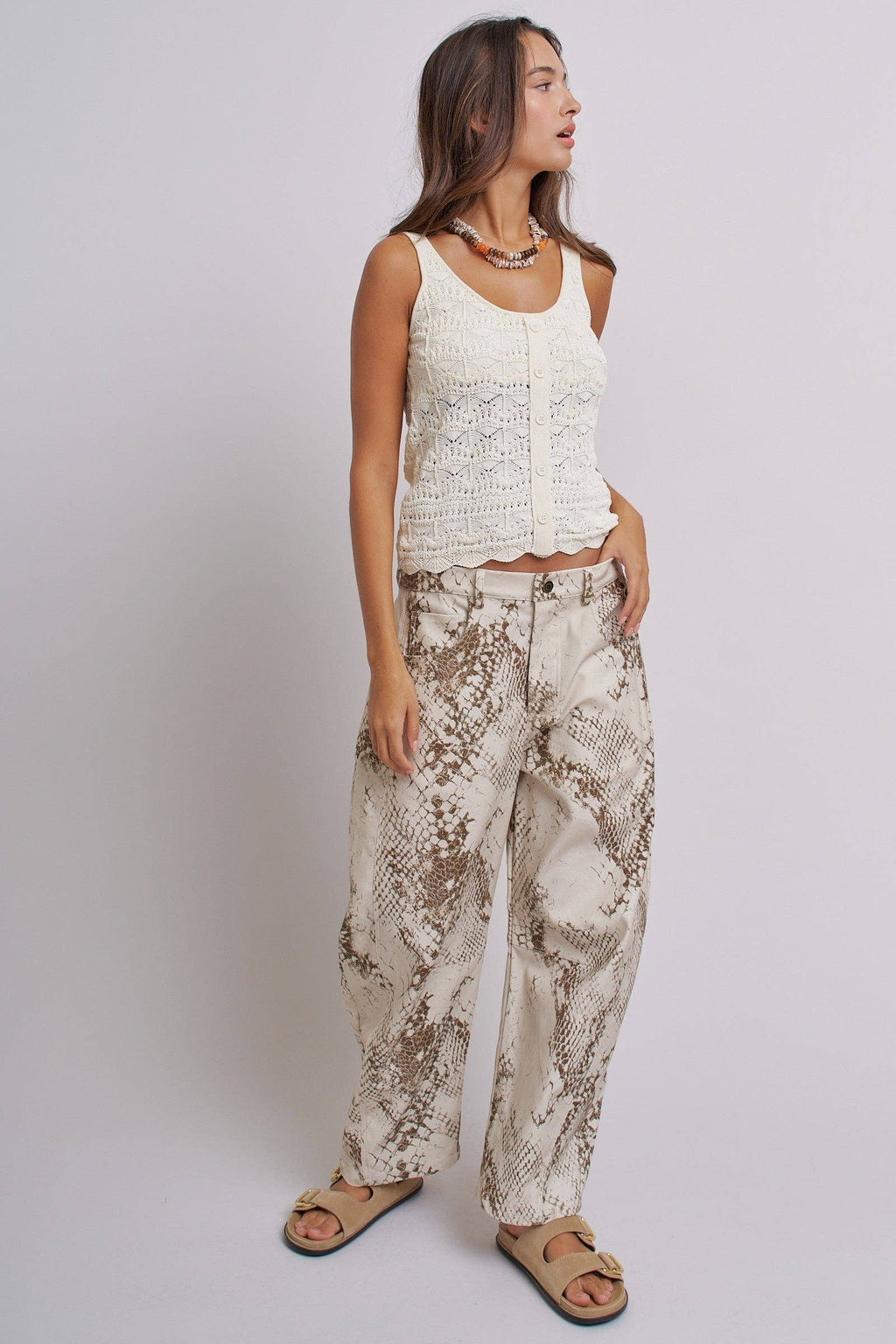 Sweet Magnolia Pointelle Button Tank