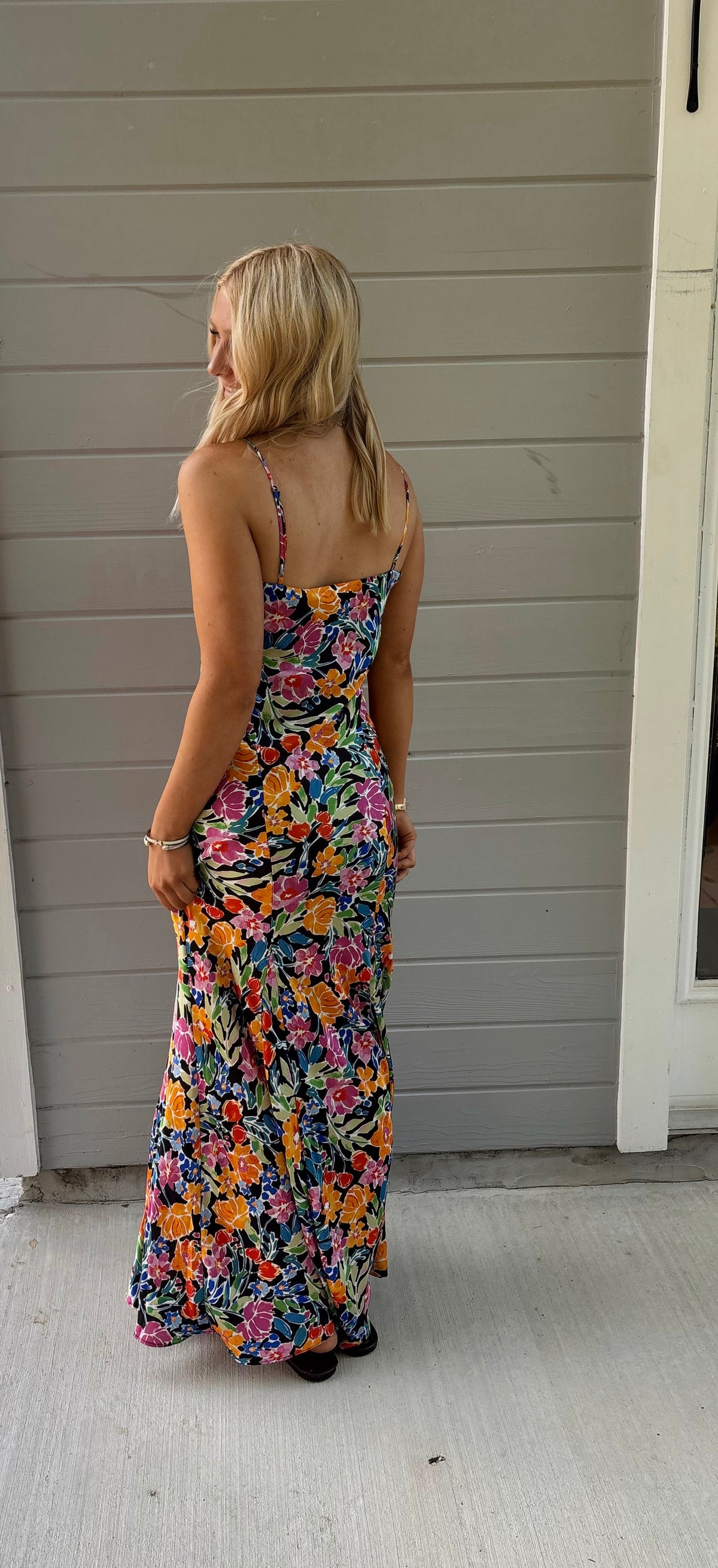 Garden Muse Satin Maxi Slip Dress