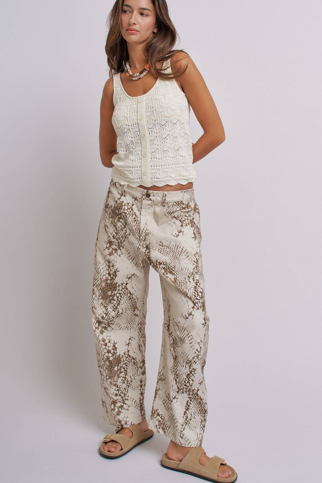 Sweet Magnolia Pointelle Button Tank