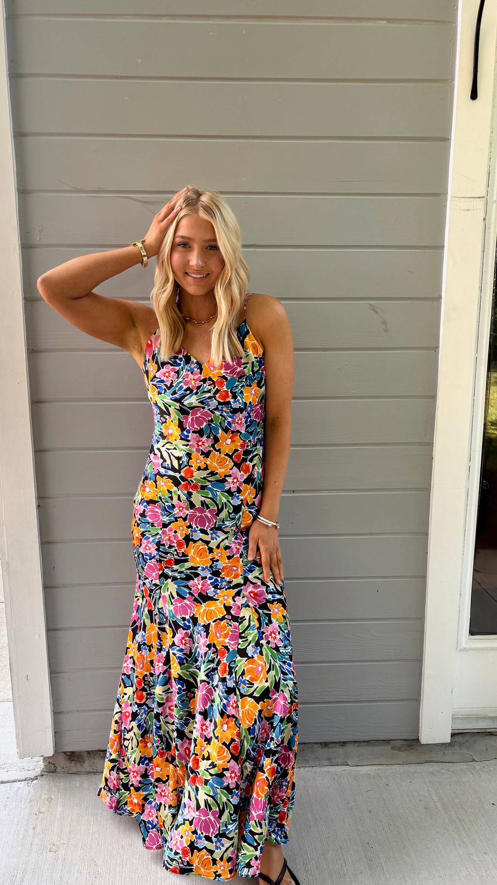 Garden Muse Satin Maxi Slip Dress