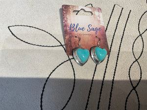 Dangle Turquoise Heart Earrings KC