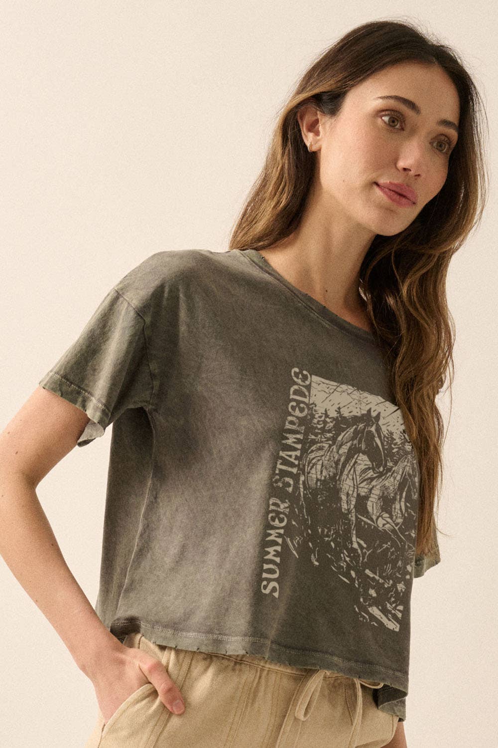 Desert Stampede Cropped Vintage Tee