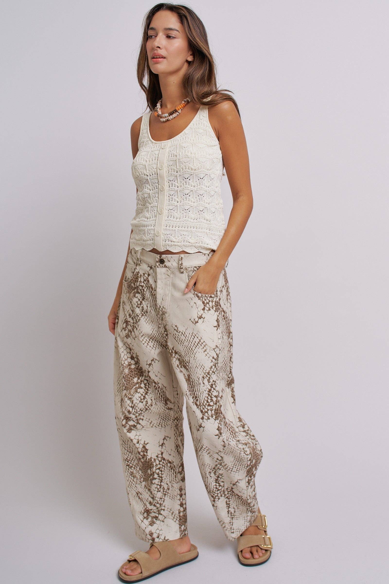 Sweet Magnolia Pointelle Button Tank