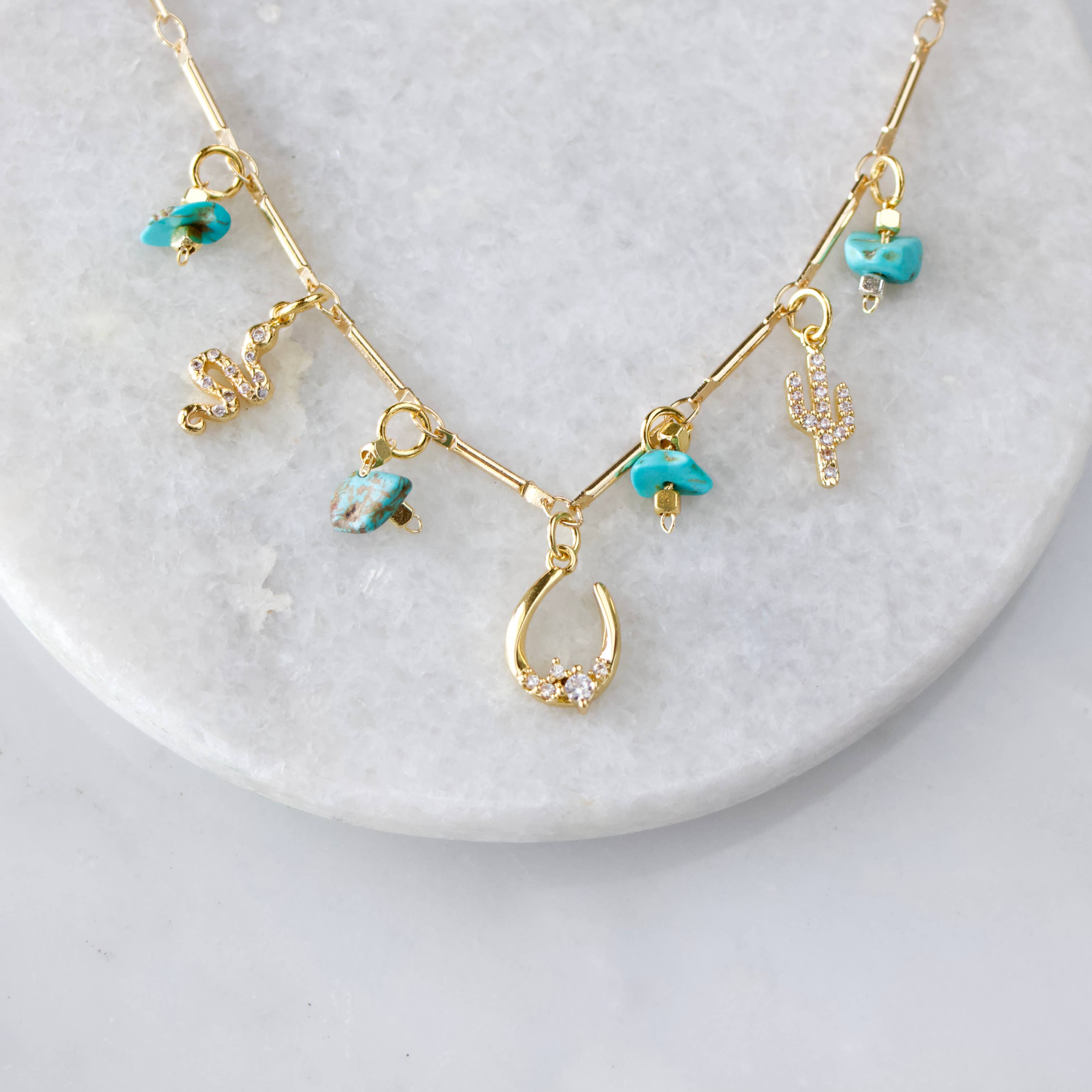 Turquoise Nugget Charm Necklace