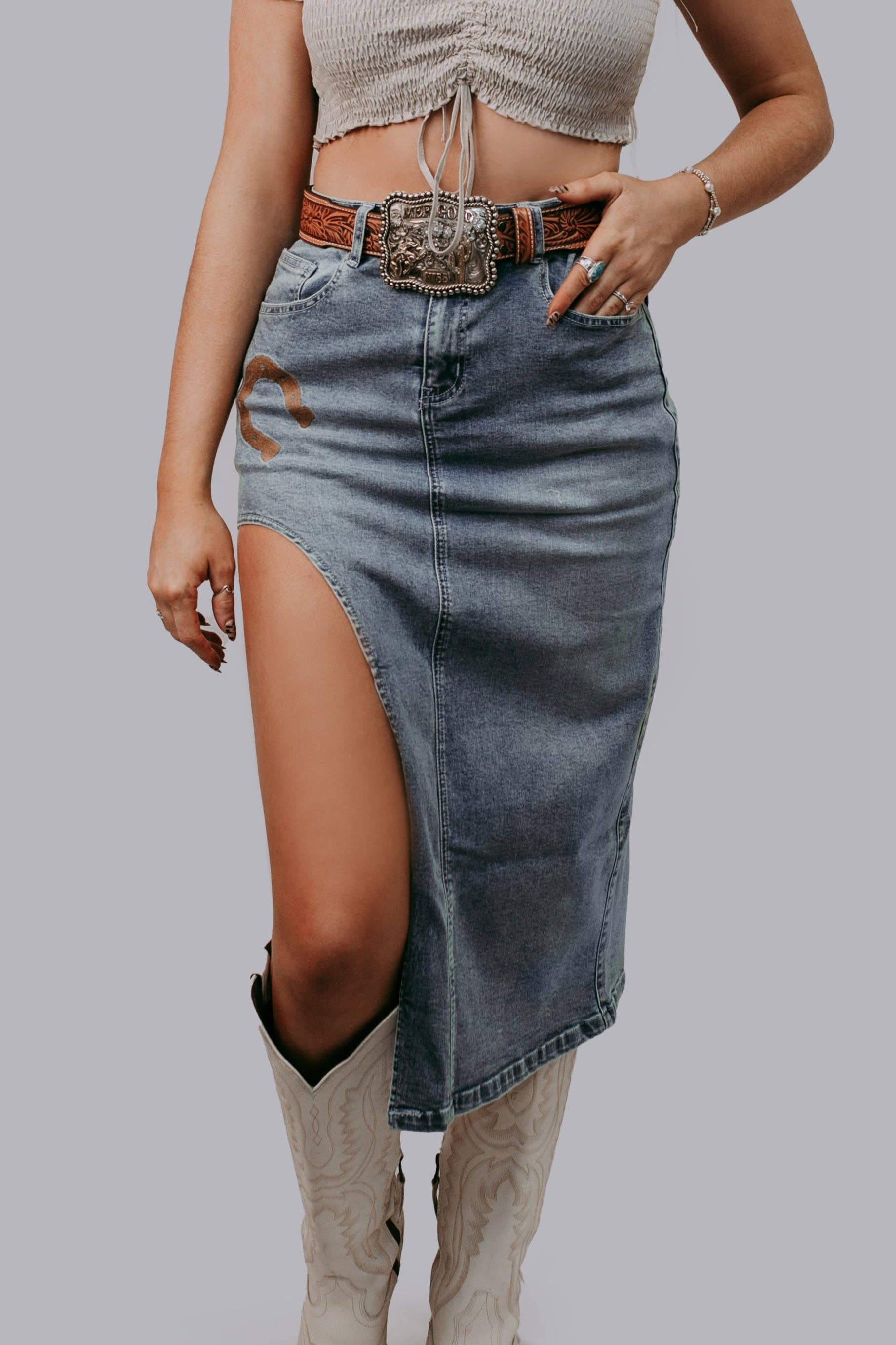 Lucky Horseshoe Denim Skirt