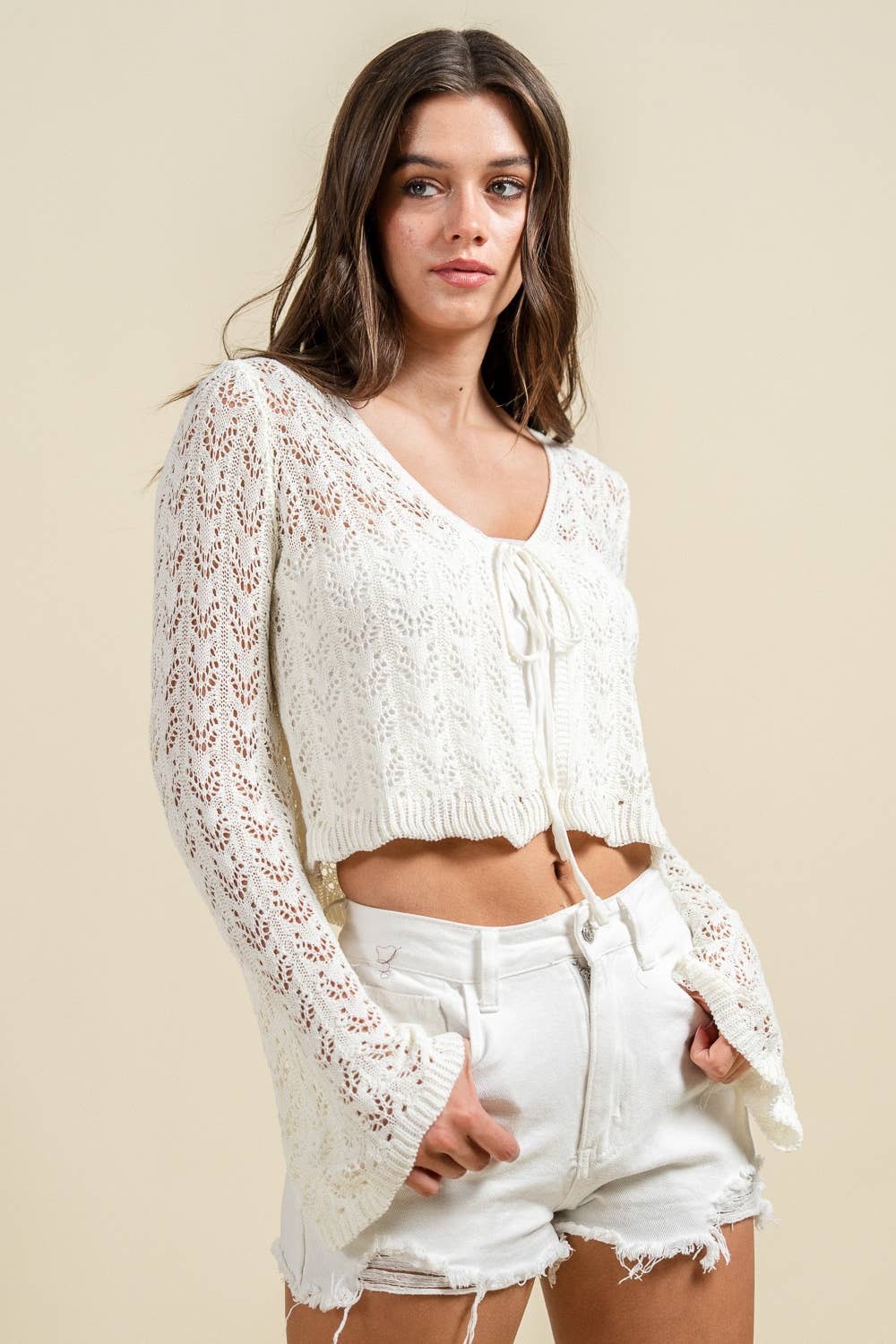 Ivory Sunbeam Crochet Cardigan