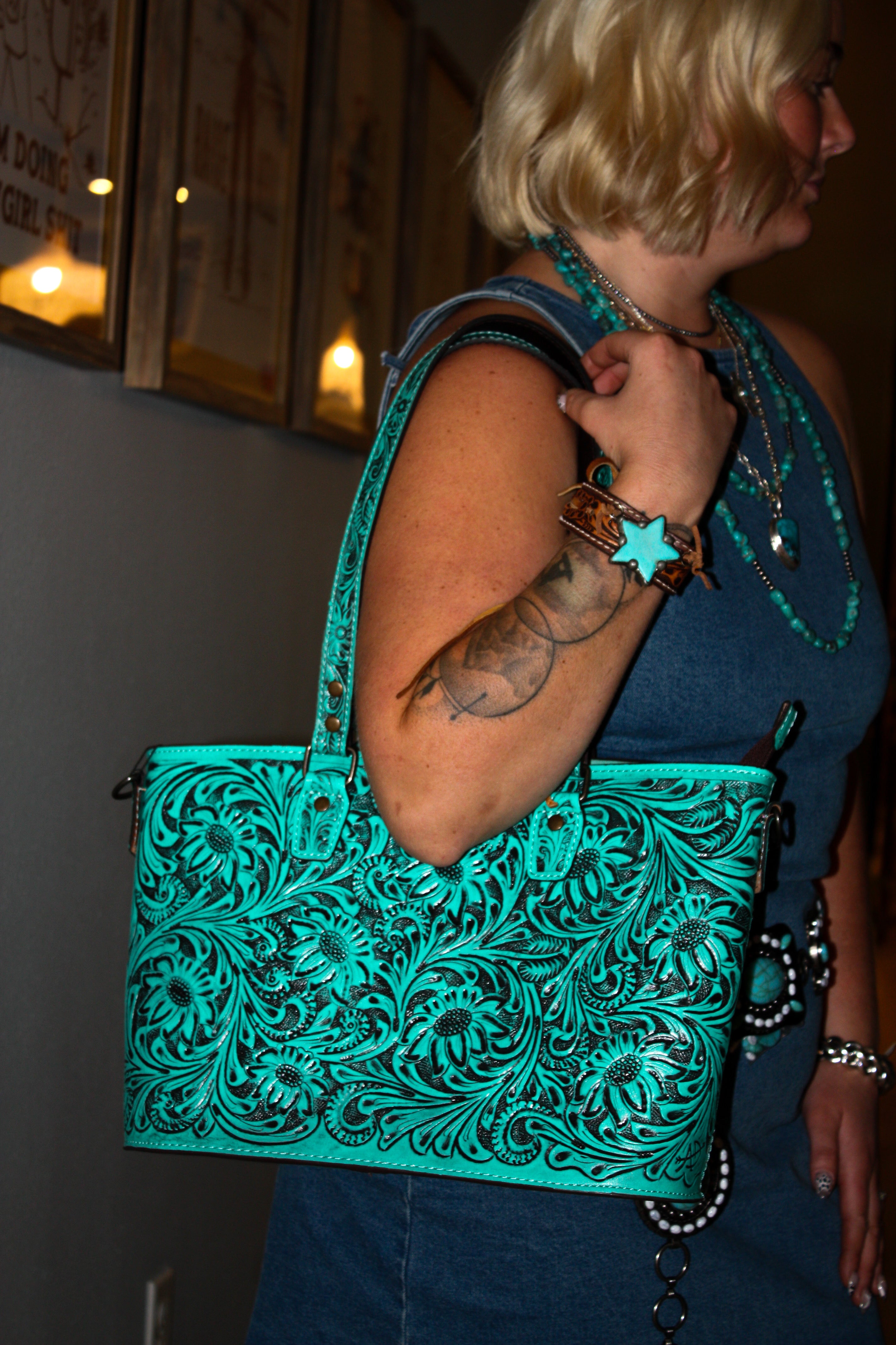 American Darling Turquoise Tote