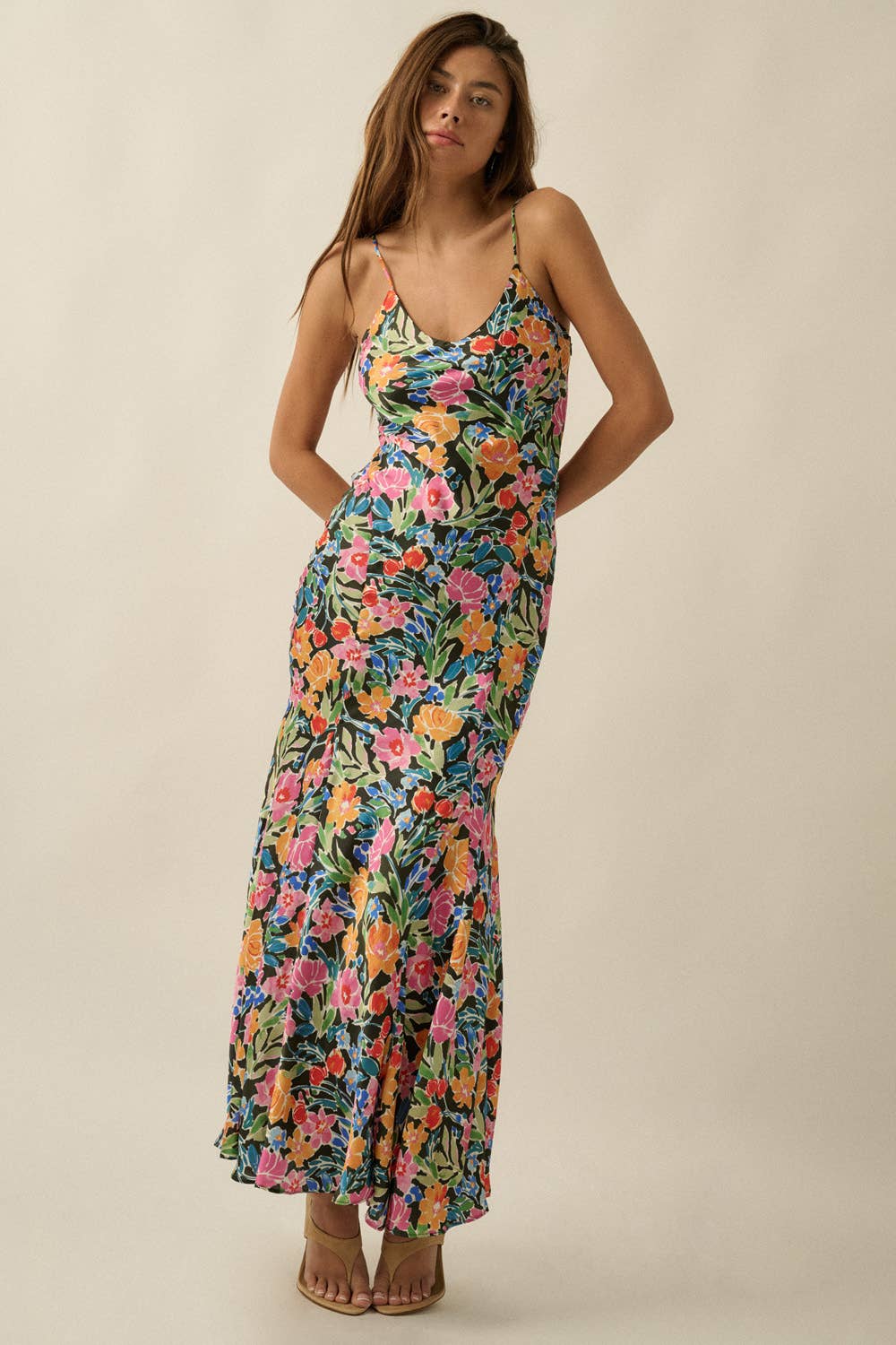 Garden Muse Satin Maxi Slip Dress