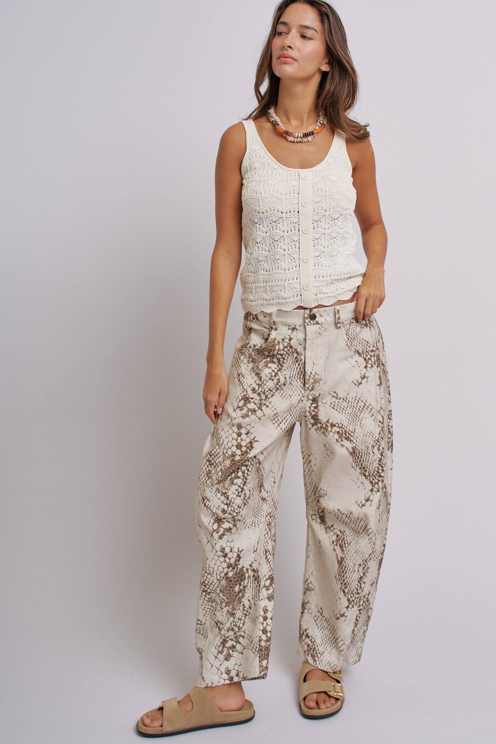 Sweet Magnolia Pointelle Button Tank