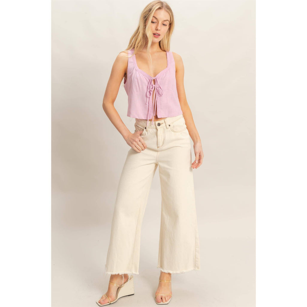 The Blush Tie-Front Tank – Lavender Pink