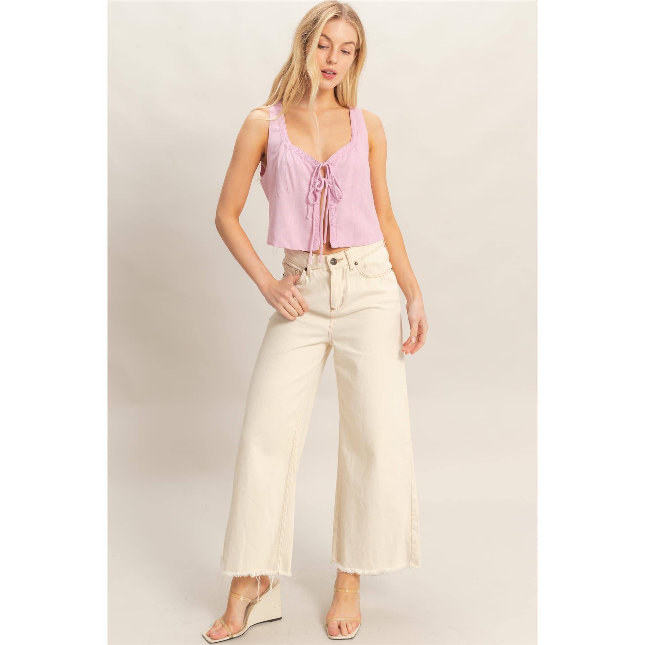 The Blush Tie-Front Tank – Lavender Pink