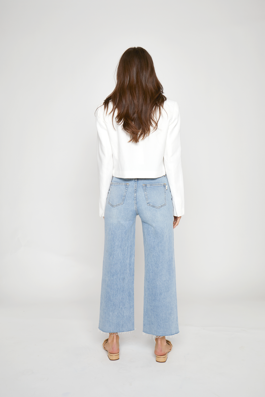 Perfect Fit Raw Hem Wide Leg Jeans
