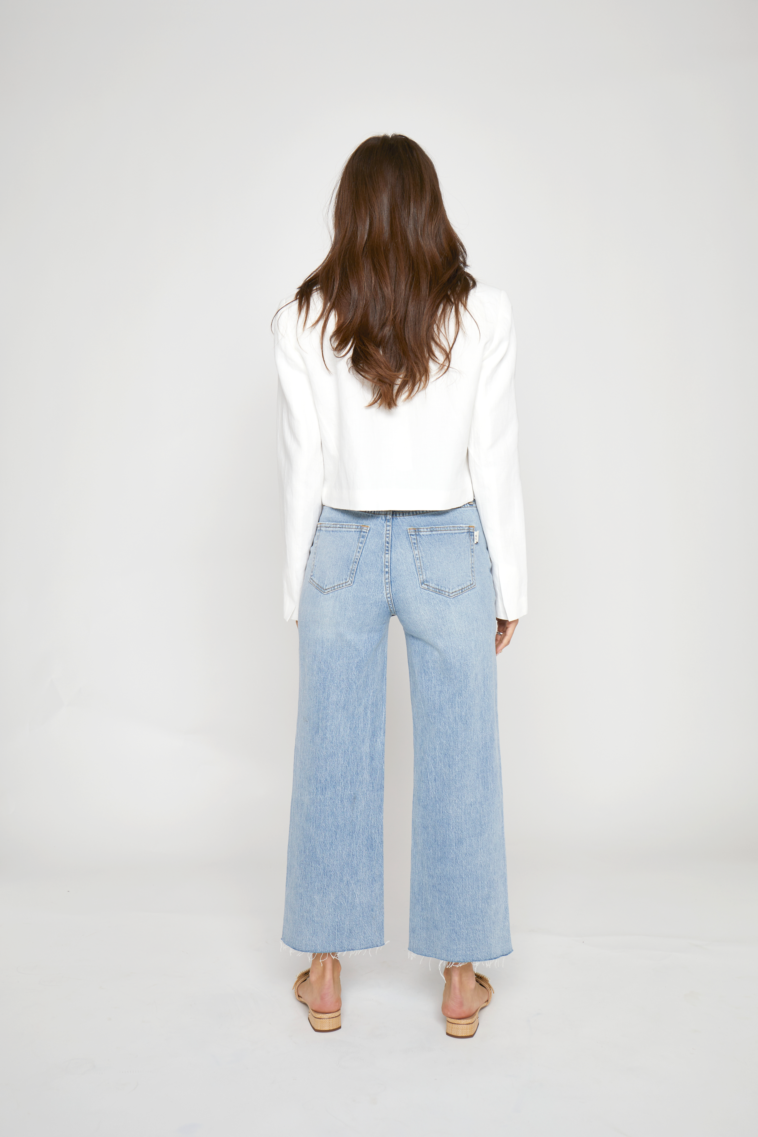 Perfect Fit Raw Hem Wide Leg Jeans