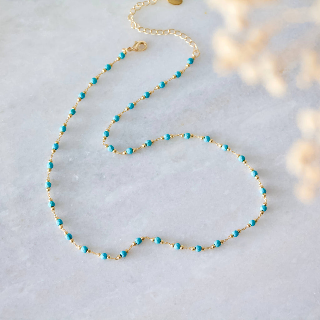 Turquoise Choker Necklace - Faceted Stone