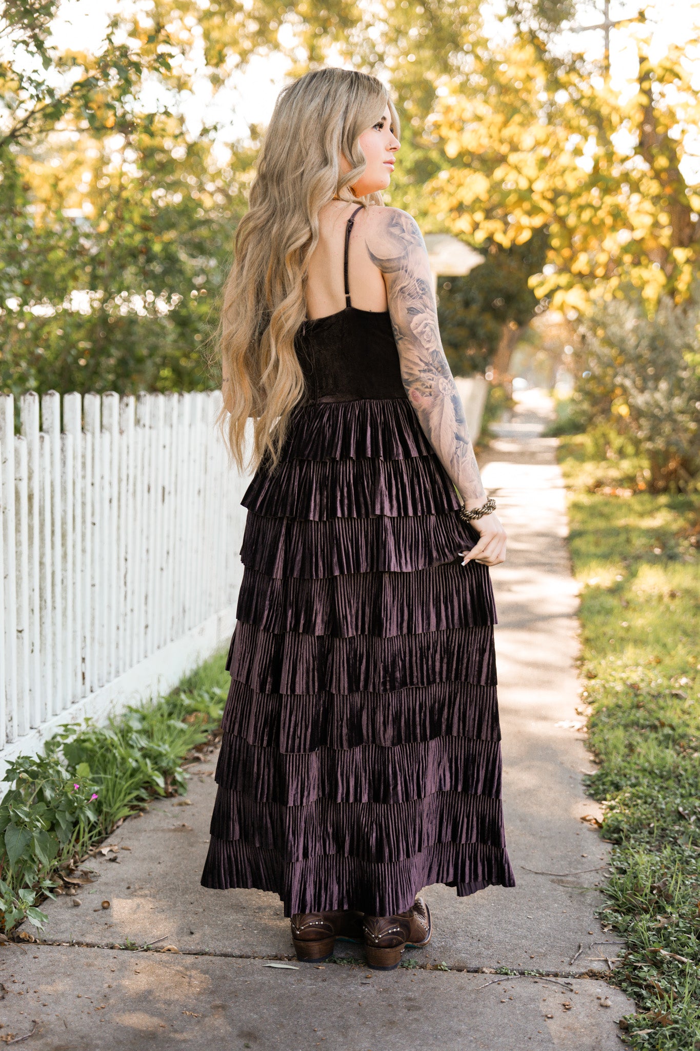 Bronco Velvet Tier Dress