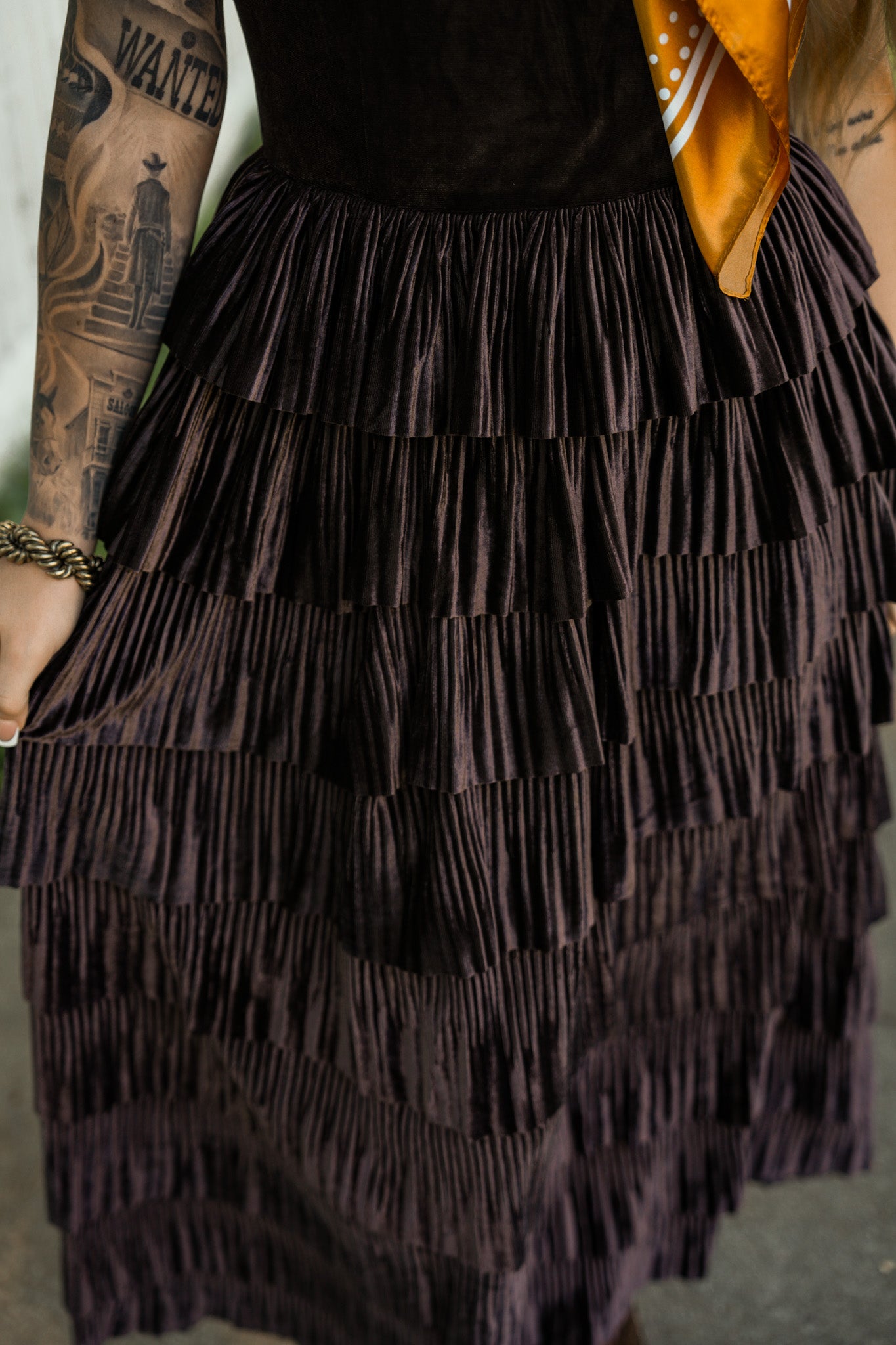 Bronco Velvet Tier Dress