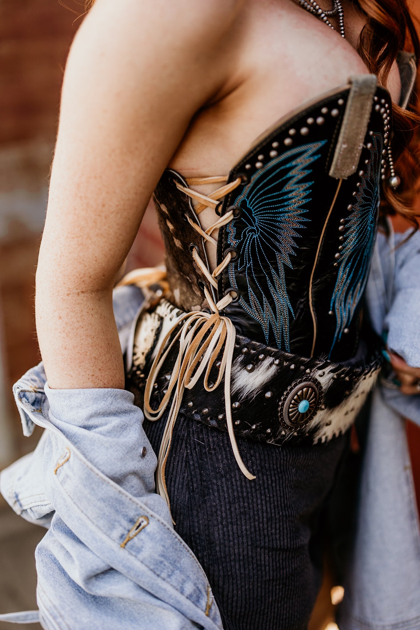 Upcycled Boot Top Corset