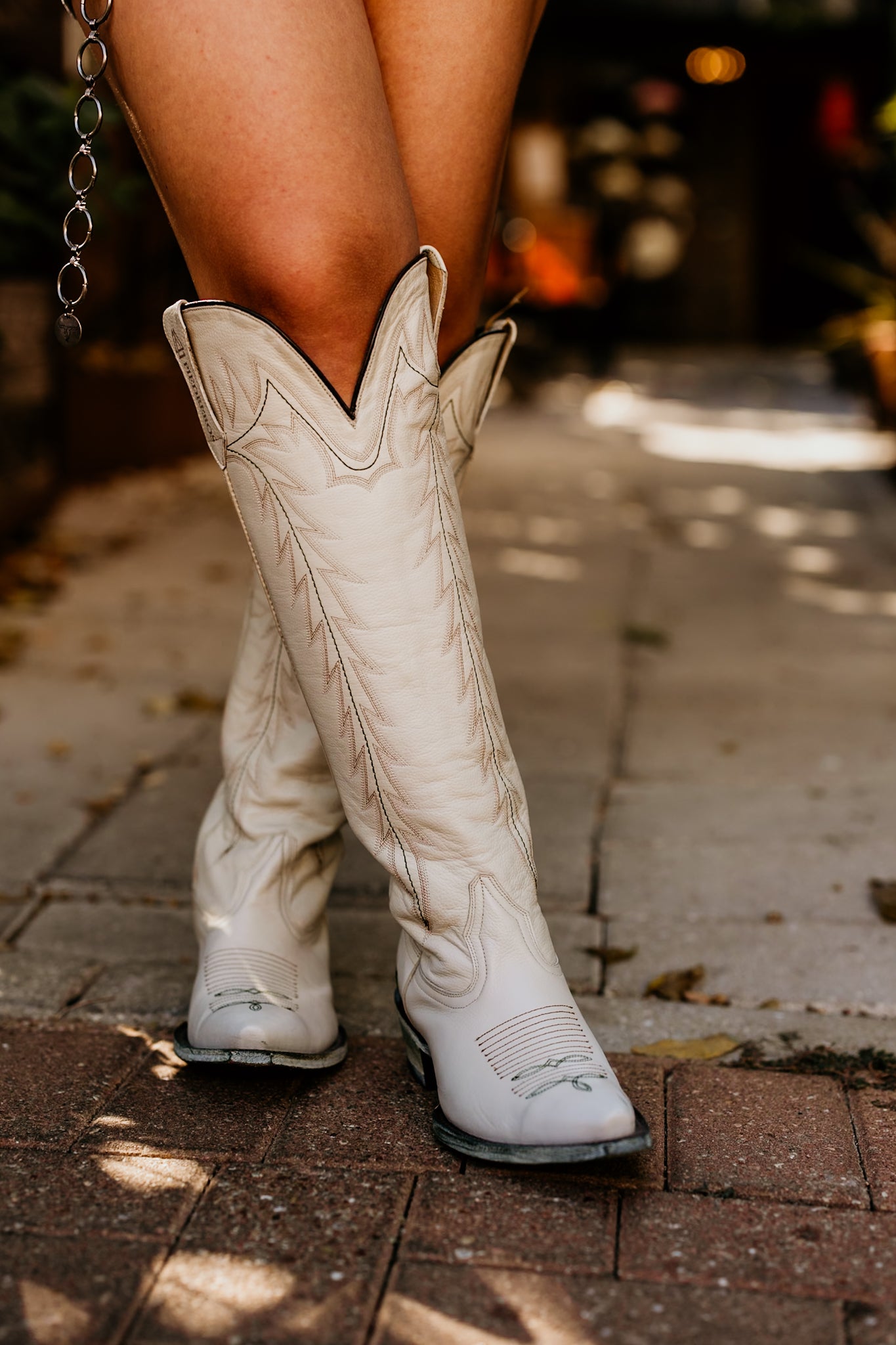 Aztek White Leather Tall Boot