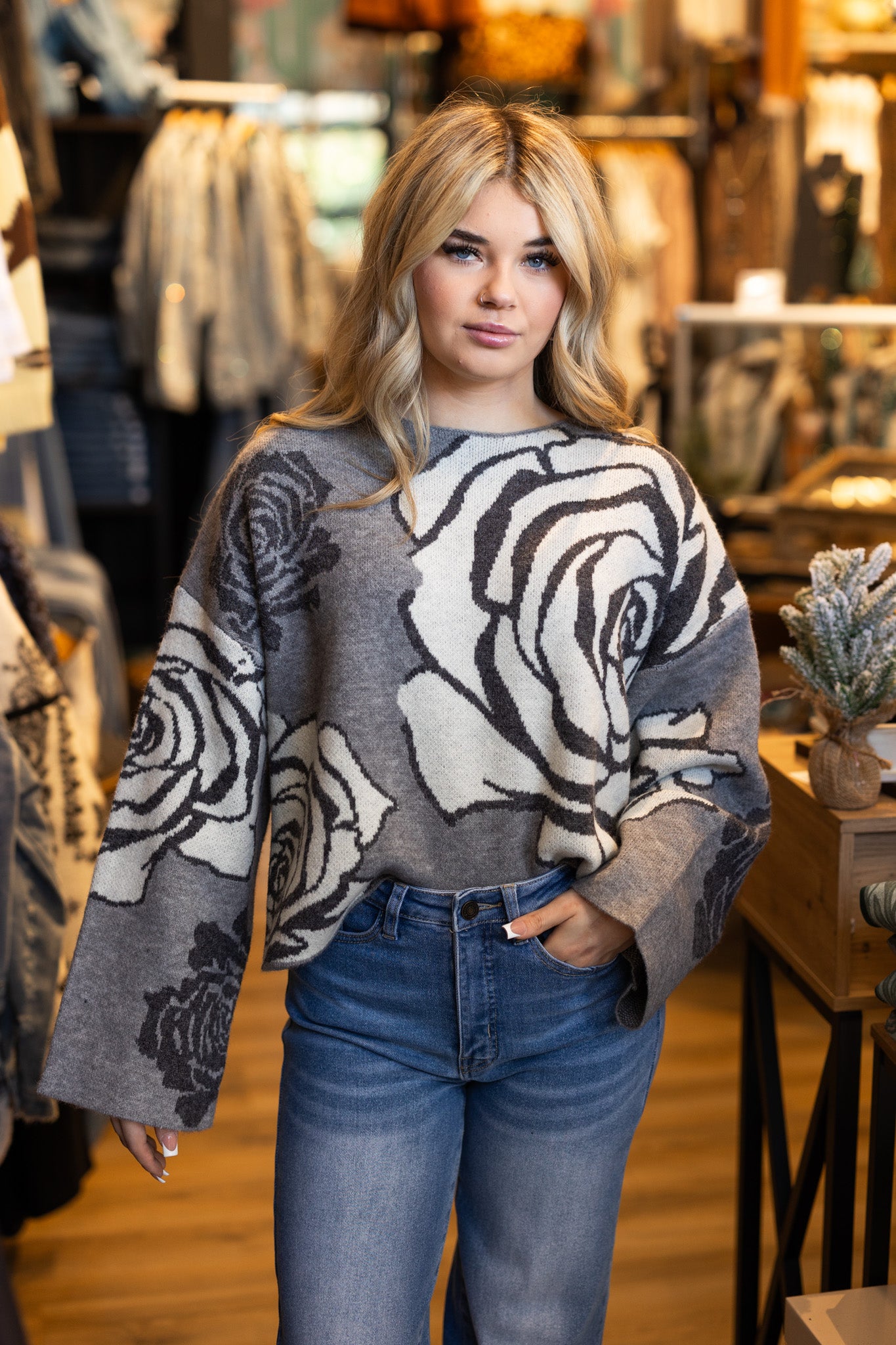 Silver Bloom Sweater