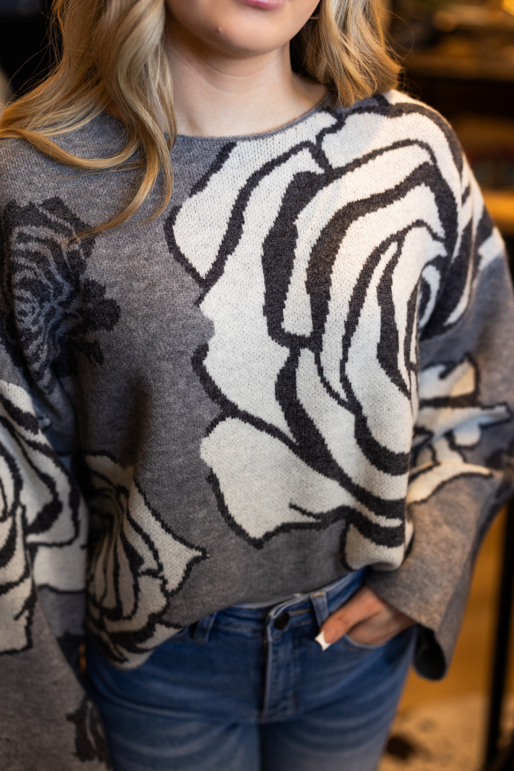 Silver Bloom Sweater