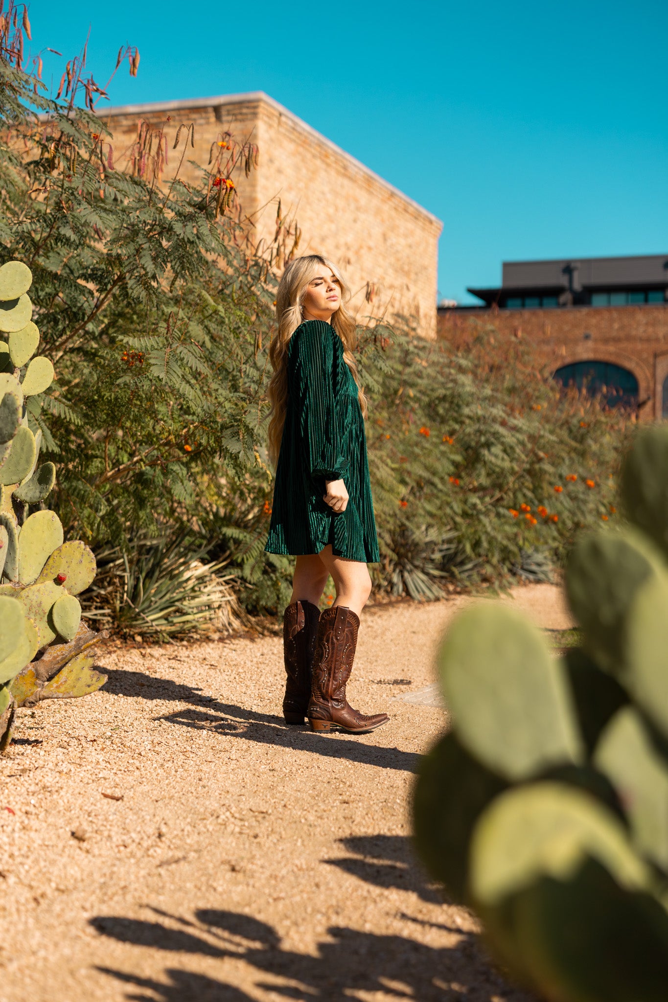 Emerald Rodeo Velvet Dress