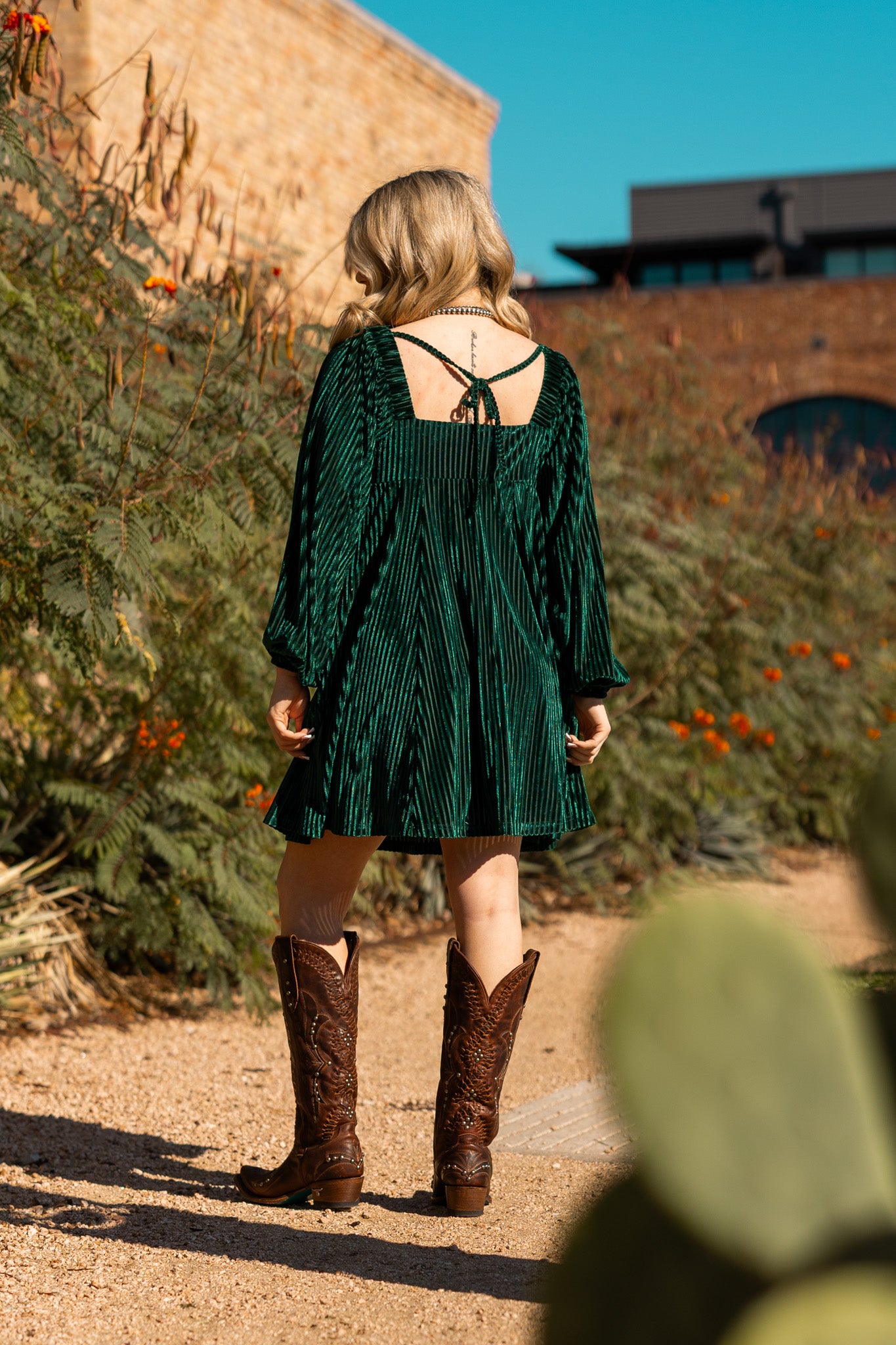 Emerald Rodeo Velvet Dress