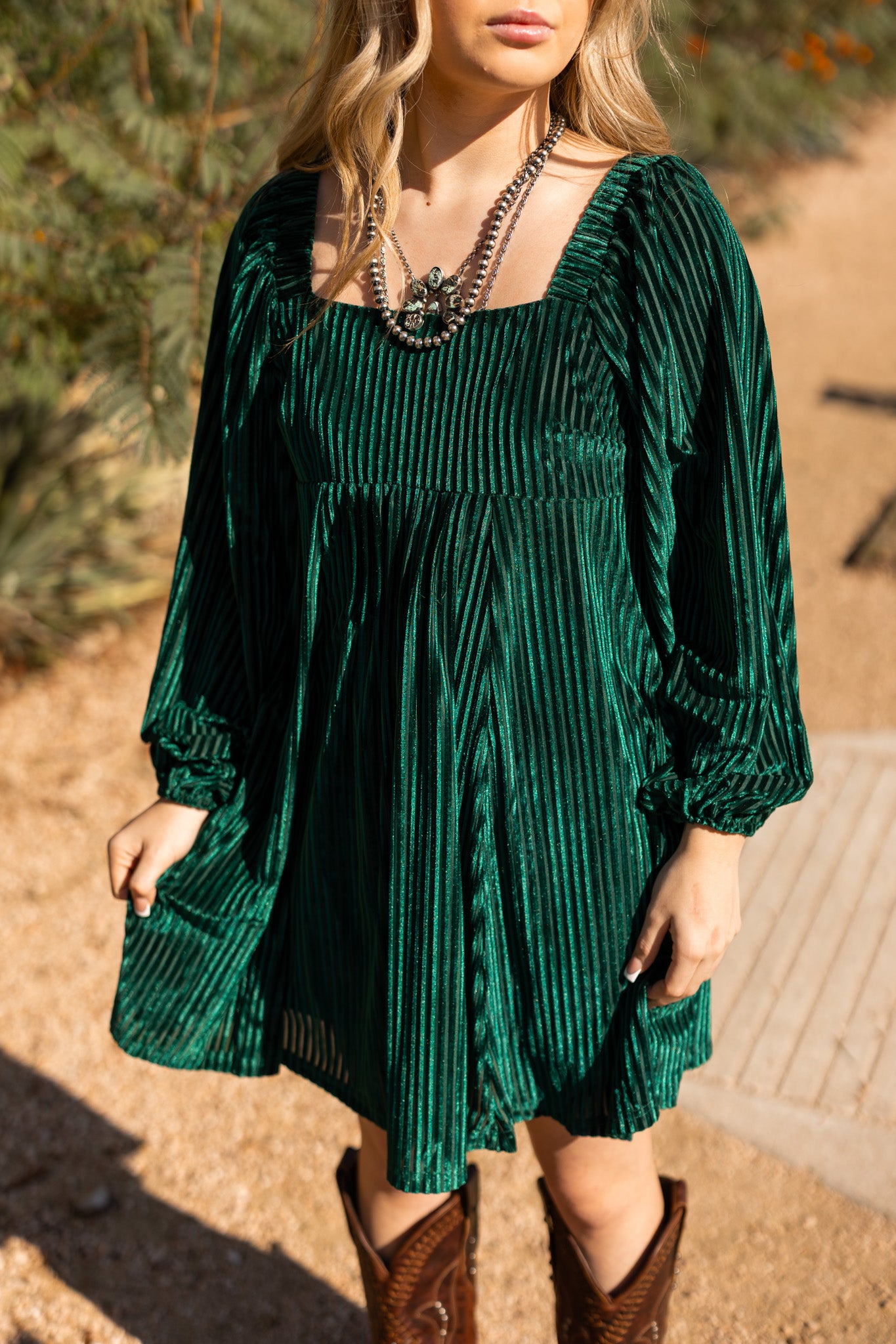 Emerald Rodeo Velvet Dress