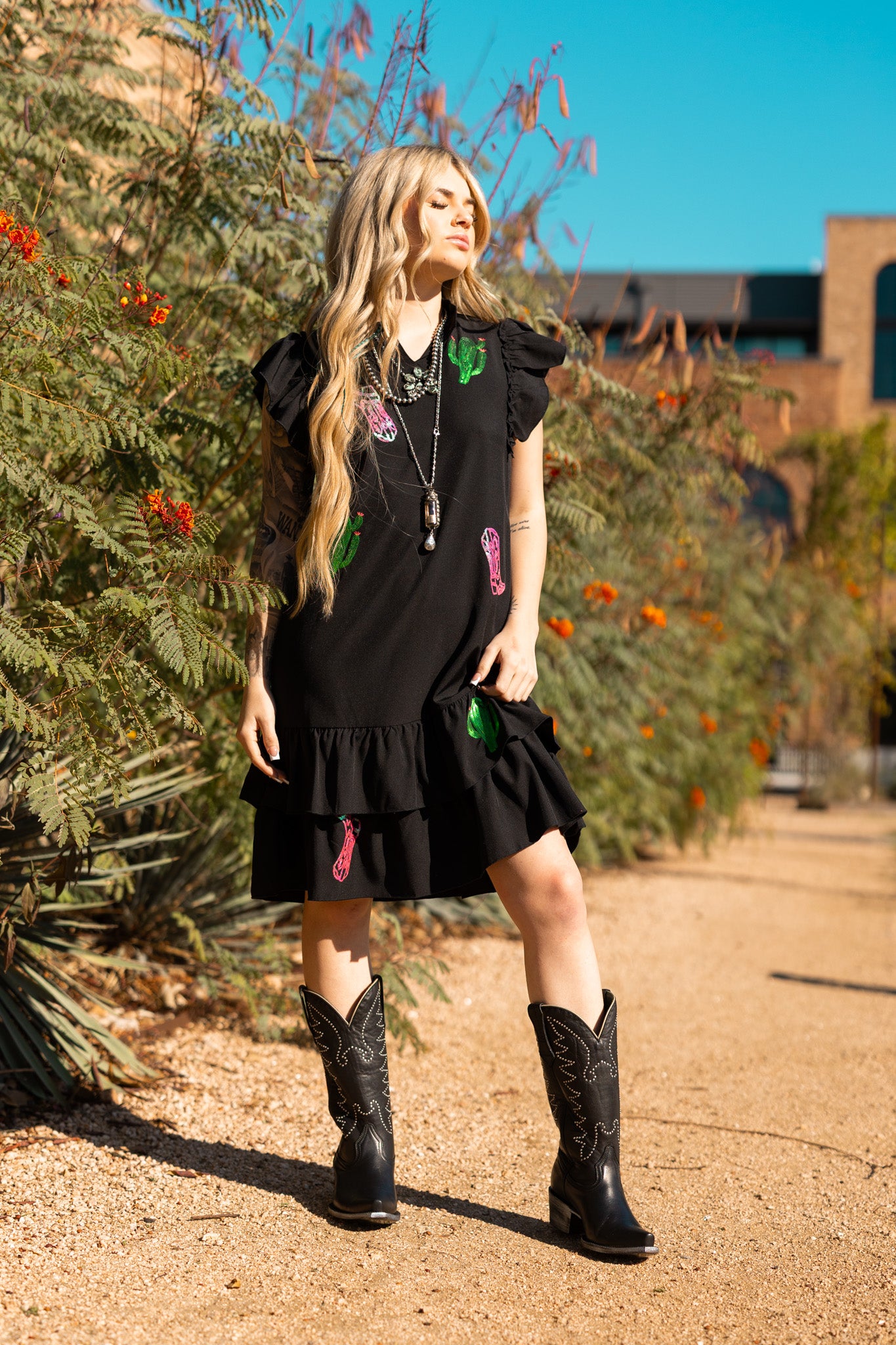 Cactus Blossom Ruffle Dress