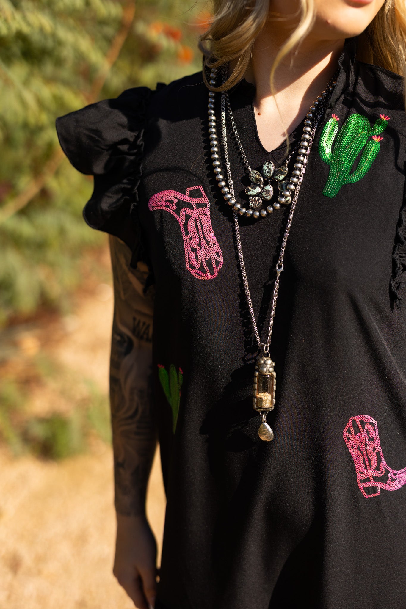 Cactus Blossom Ruffle Dress