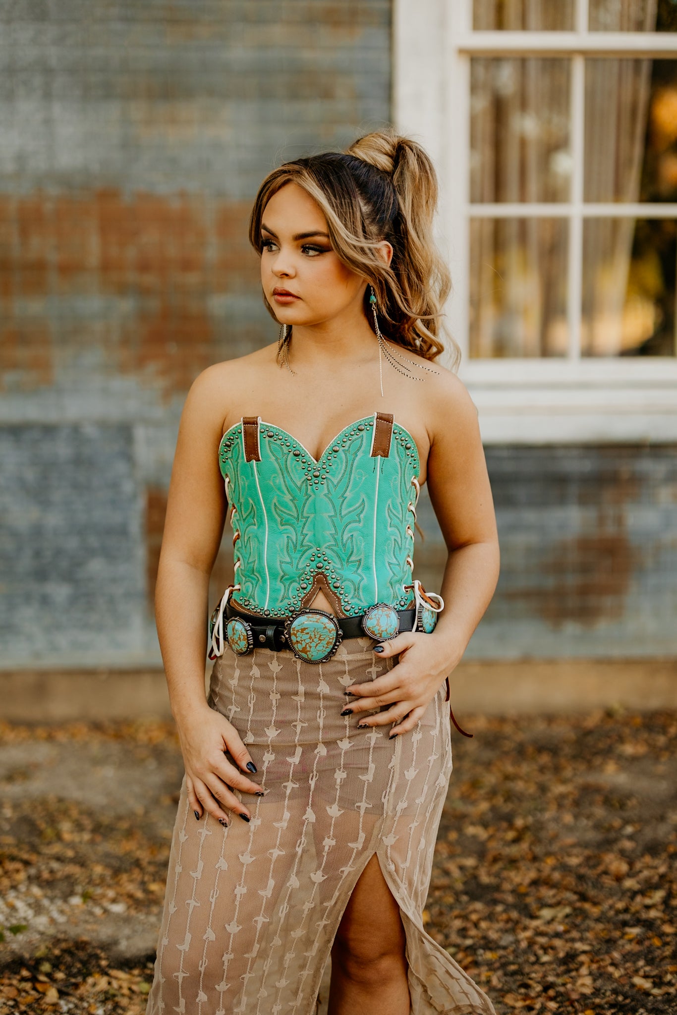 Upcycled Boot Top Corset