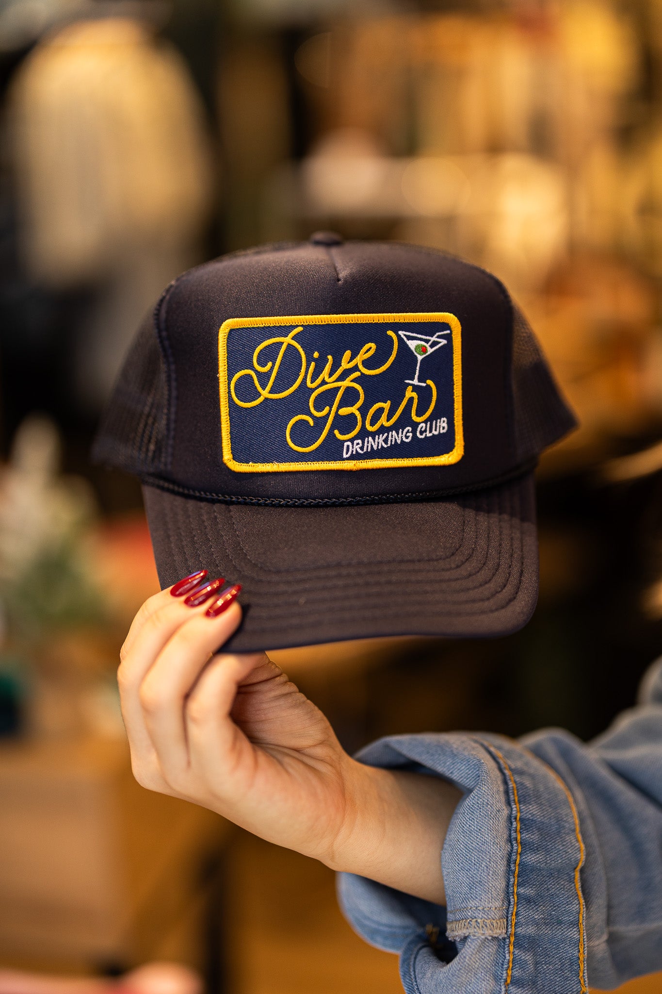 Dive Bar Drinking Club Patch Trucker Hat