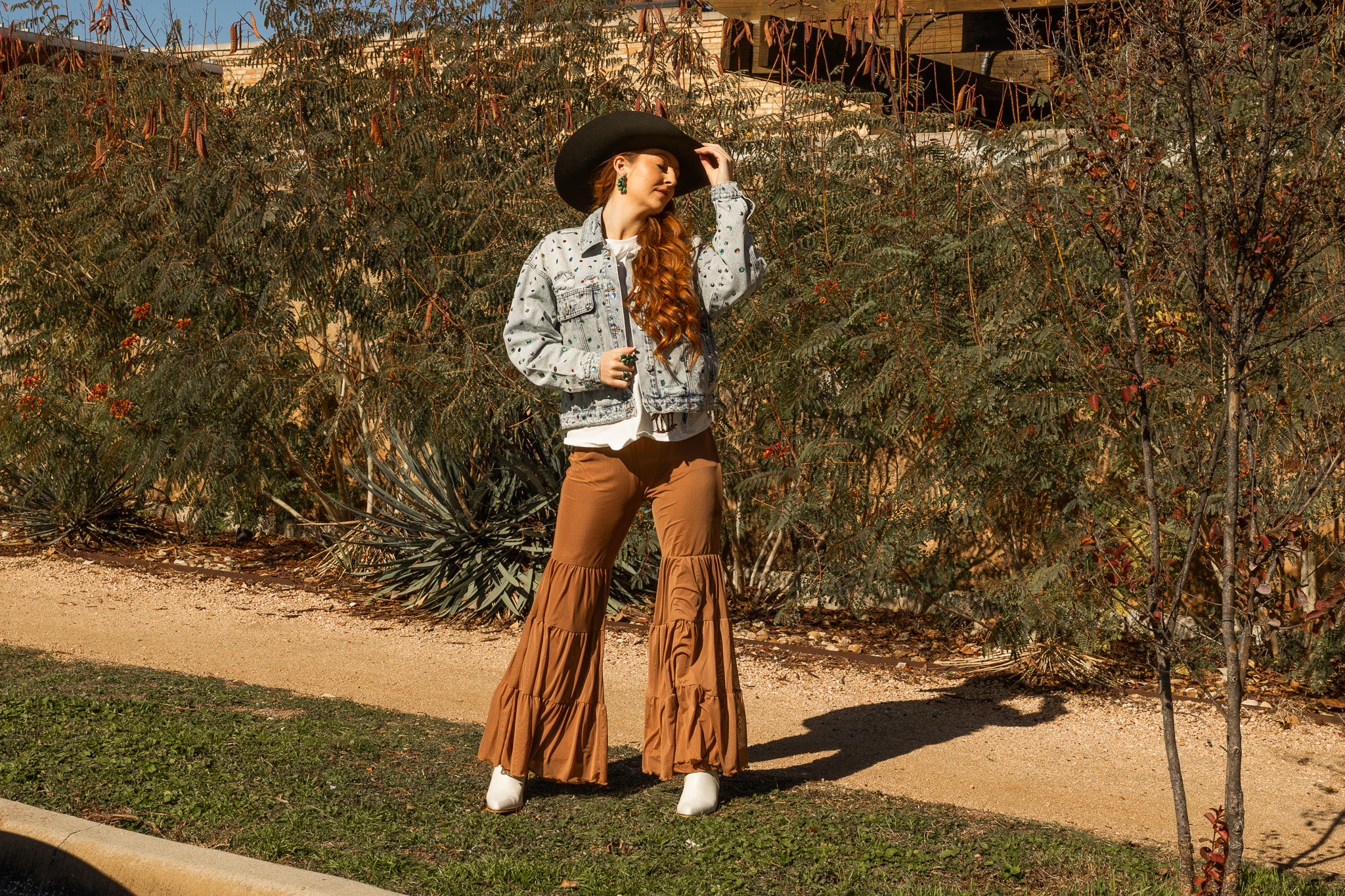 Boho Saddle Tiered Bell Bottoms