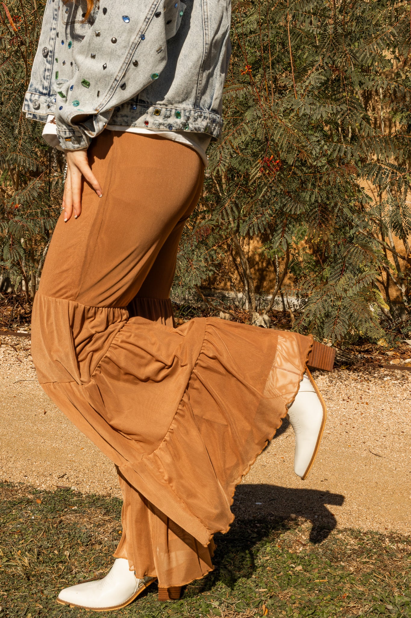 Boho Saddle Tiered Bell Bottoms