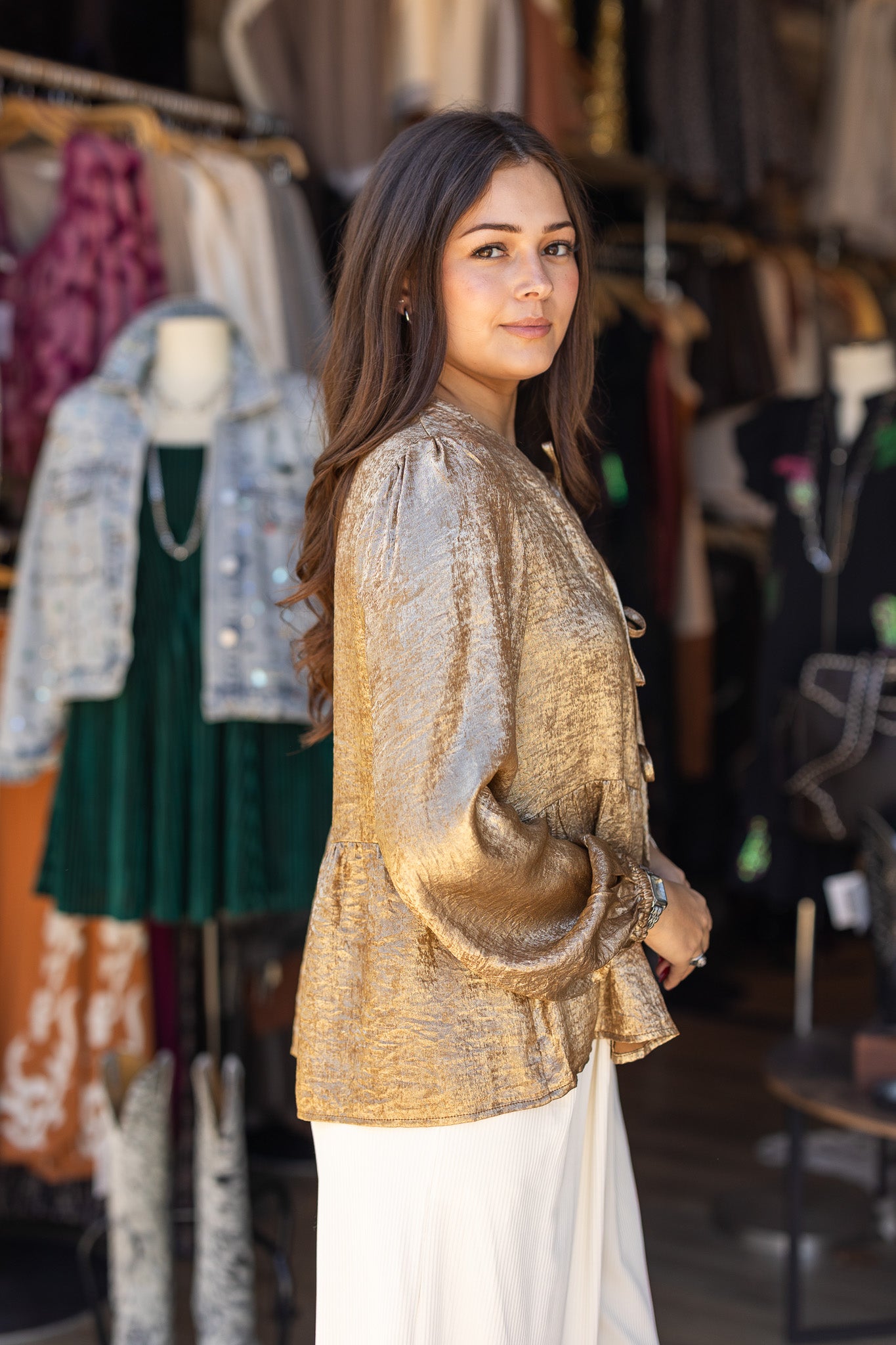 Golden Rodeo Tie-Front Blouse