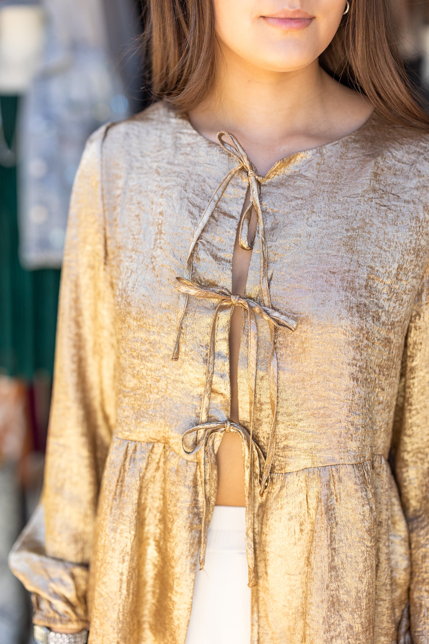 Golden Rodeo Tie-Front Blouse