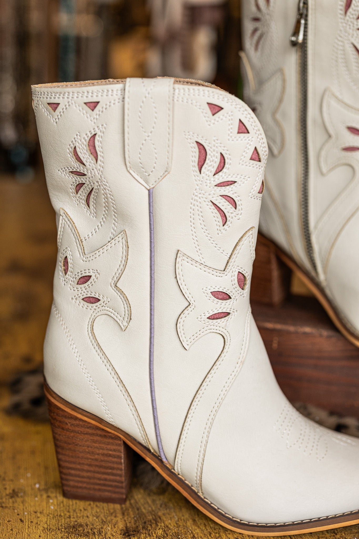 The Brandi | White Paneled Western Bootie