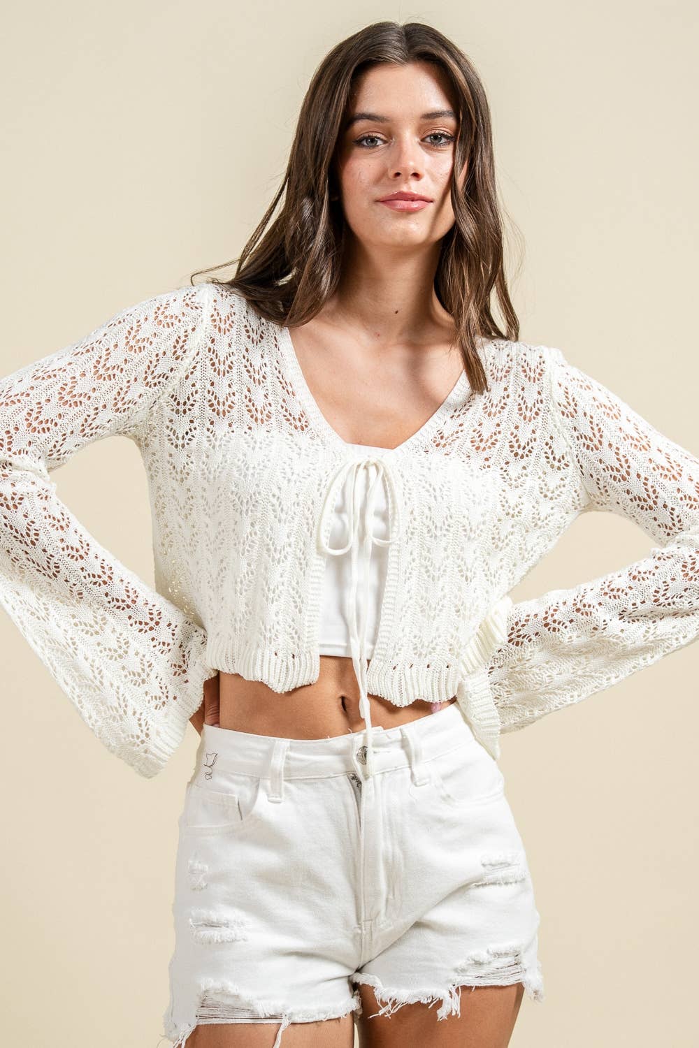 Ivory Sunbeam Crochet Cardigan