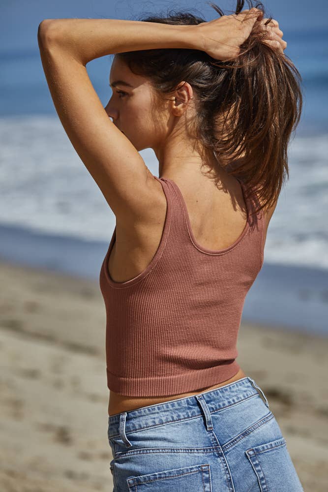 Sunset Henley Ribbed Tank