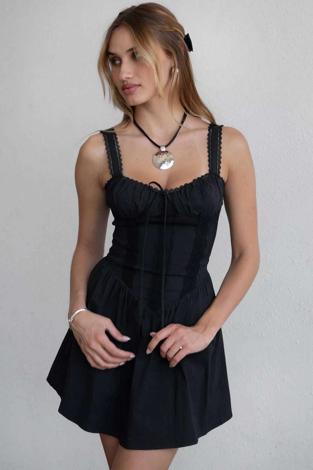 The Noir Lace-Up Mini Dress
